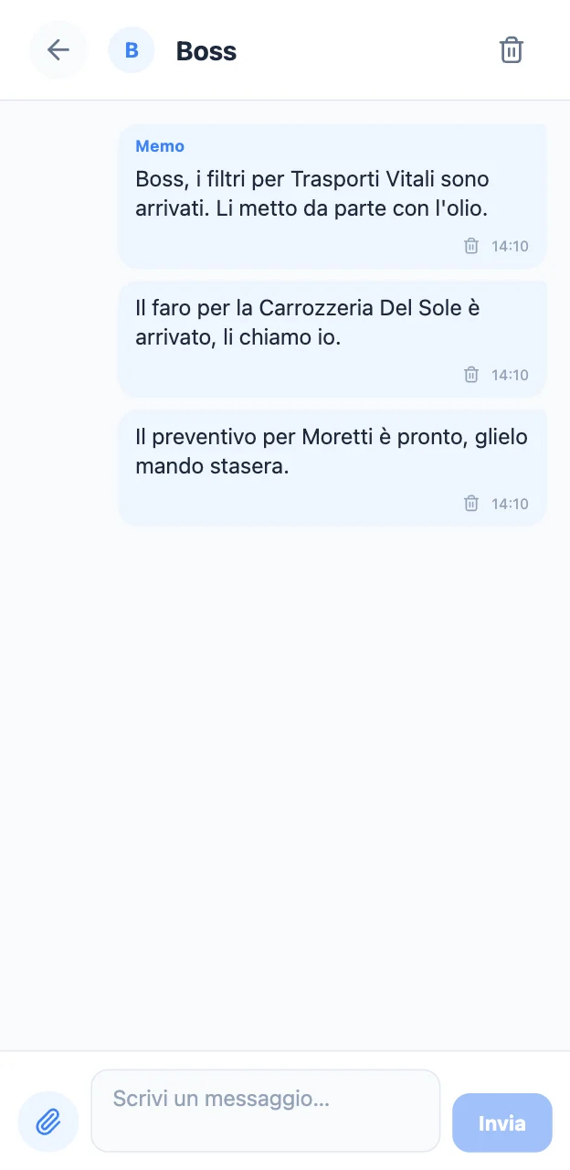 Chat interna e calendario impegni del team